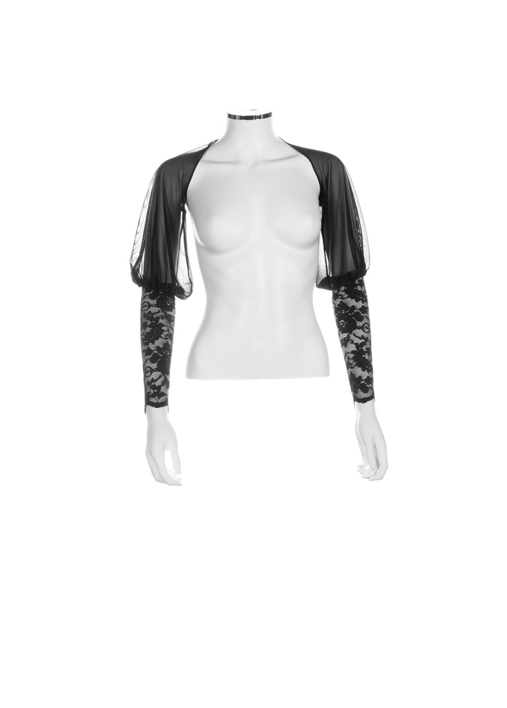 Stretch lace and chiffon long sleeves